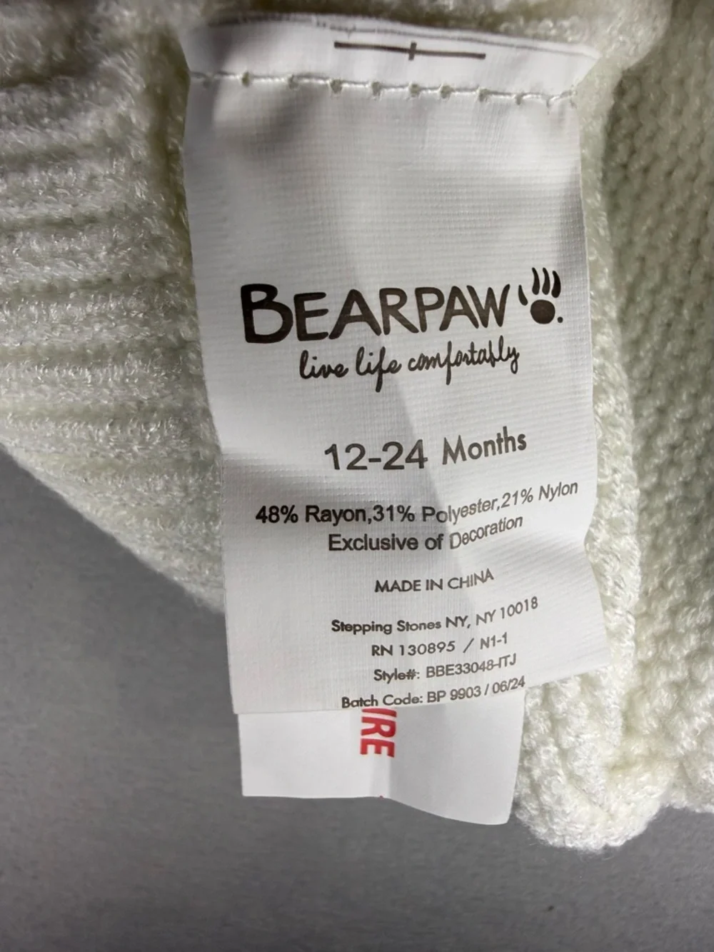Bearpaw Kids 12-24M Two-Tone White and Navy Knit Beanie Apres Ski Winter Gear